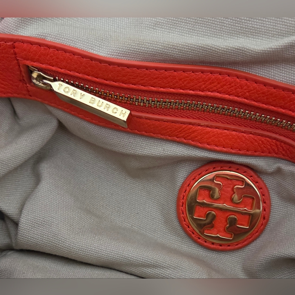 Tory Burch Brown and Orange Leather Tote Bag - Picture 4 of 16